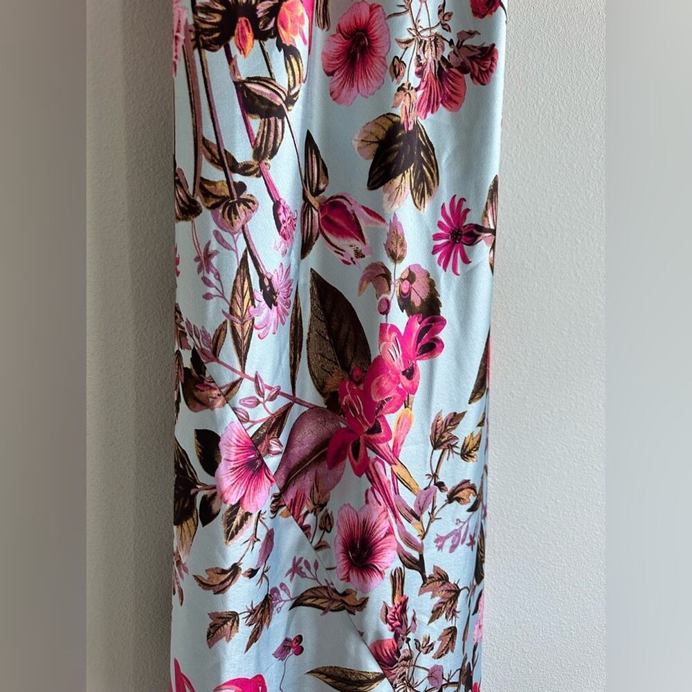 Y2K Victoria’s Secret Satin Floral Slip Dress Blue Pink Tropical Print Size S - Picture 2 of 4
